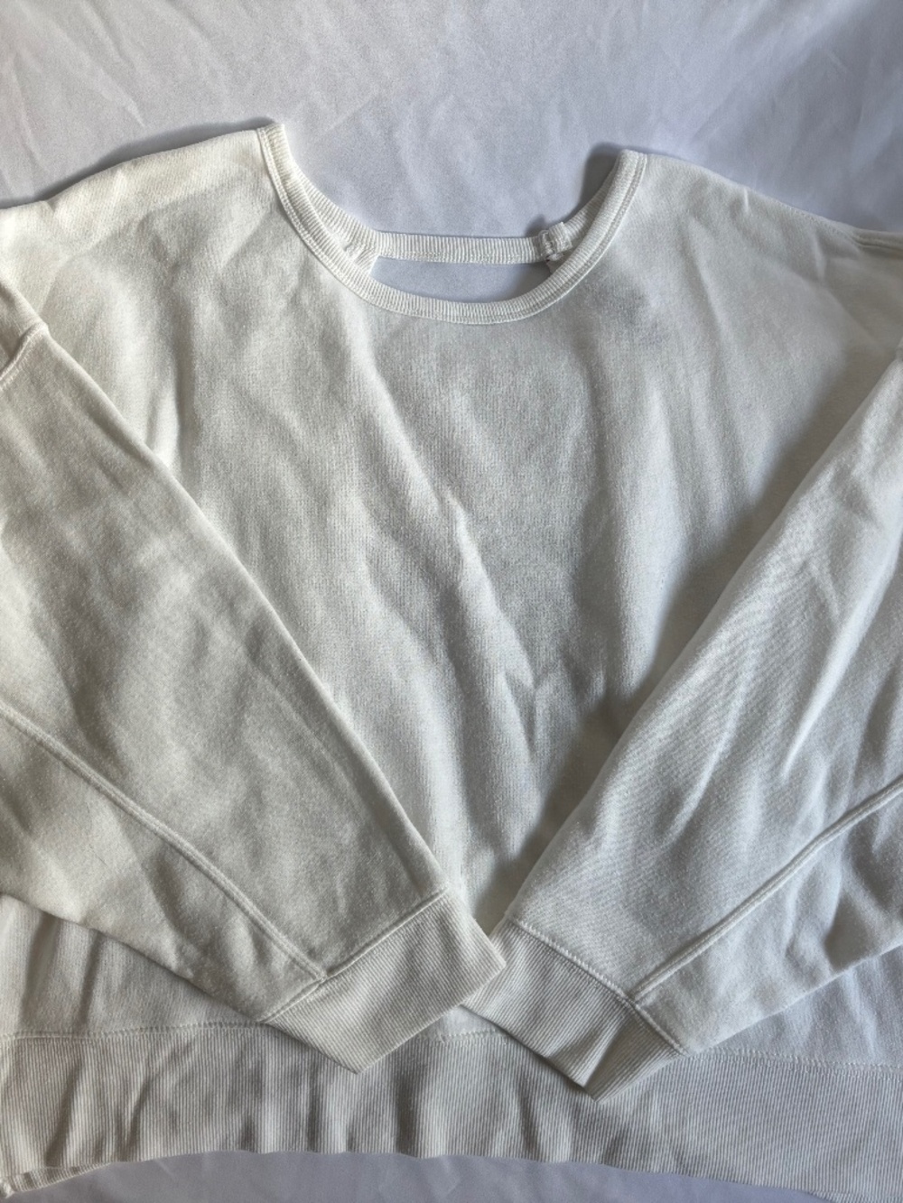 Ocean Drive white pullover sweatshirt with open back